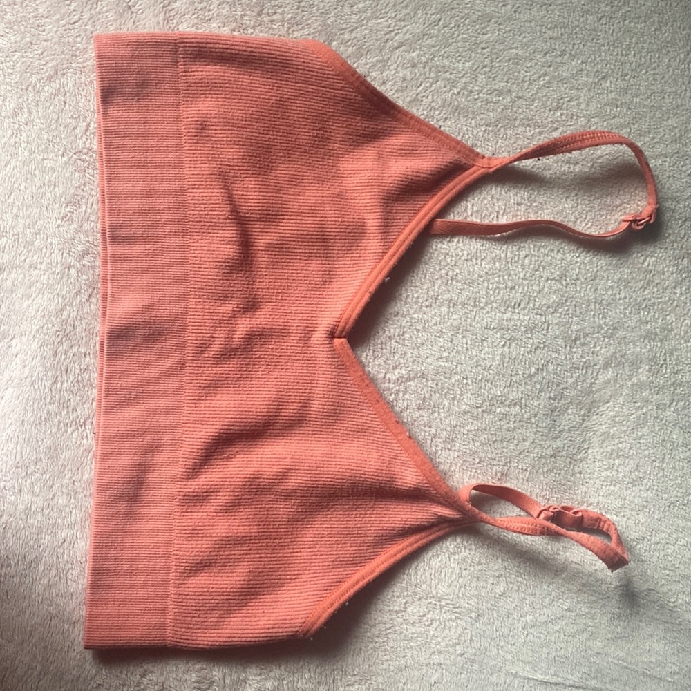 Ribbed pink salmon bralette old navy activewear